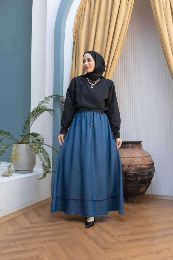 NW Tencel Soft Skirt Dark Blue