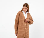 Vav Braided Midsize Knitted Winter Cardigan Camel