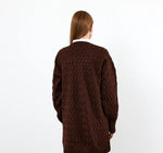 Vav Braided Midsize Knitted Winter Cardigan Brown