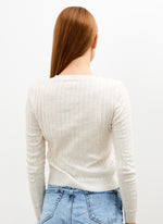 Vav Striped Crop Top Sweater Beige
