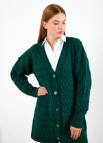 Vav Braided Midsize Knitted Winter Cardigan Emerald