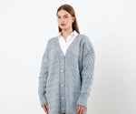 Vav Braided Midsize Knitted Winter Cardigan Gray