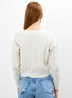 Vav Knitted Winter Buttoned Crop Top Beige