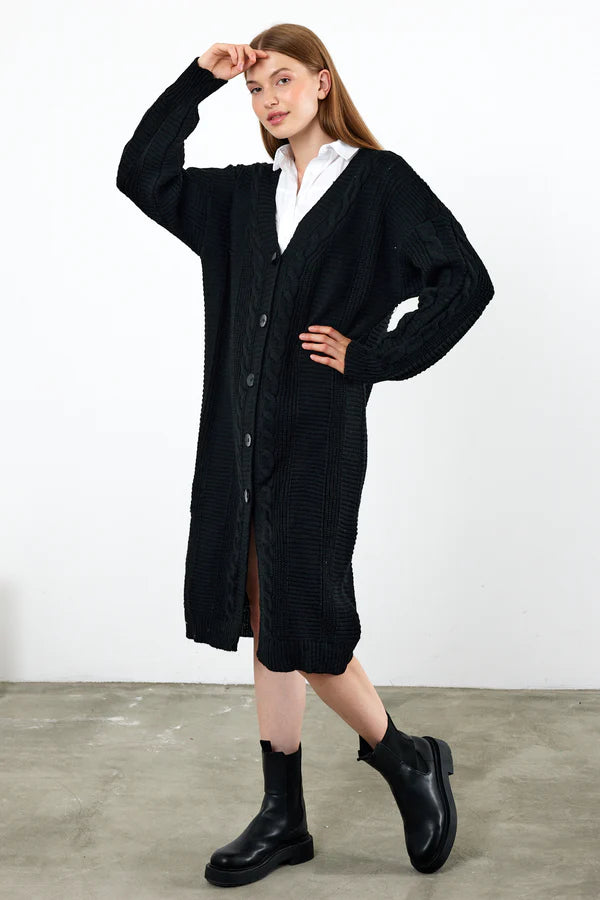 Vav Buttoned Down Twisted Cardigan Black