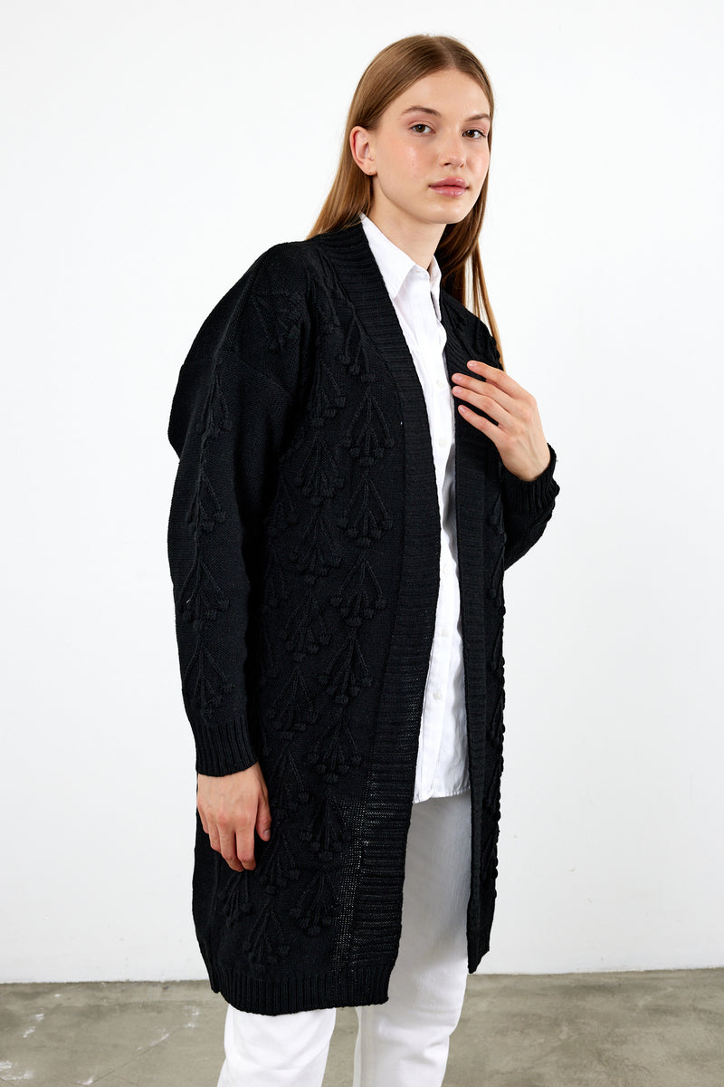 Vav Cherry Embossed Cardigan Black