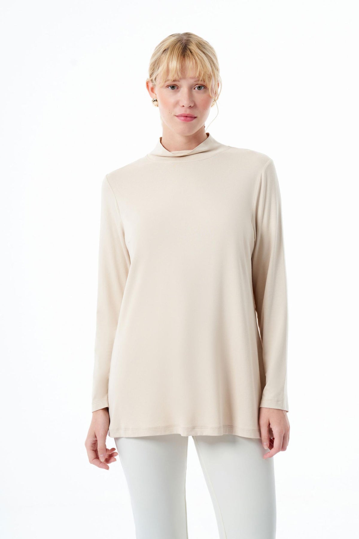ZMS Basic Long Sleeve Tunic Beige