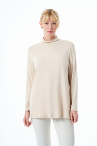 ZMS Basic Long Sleeve Tunic Beige