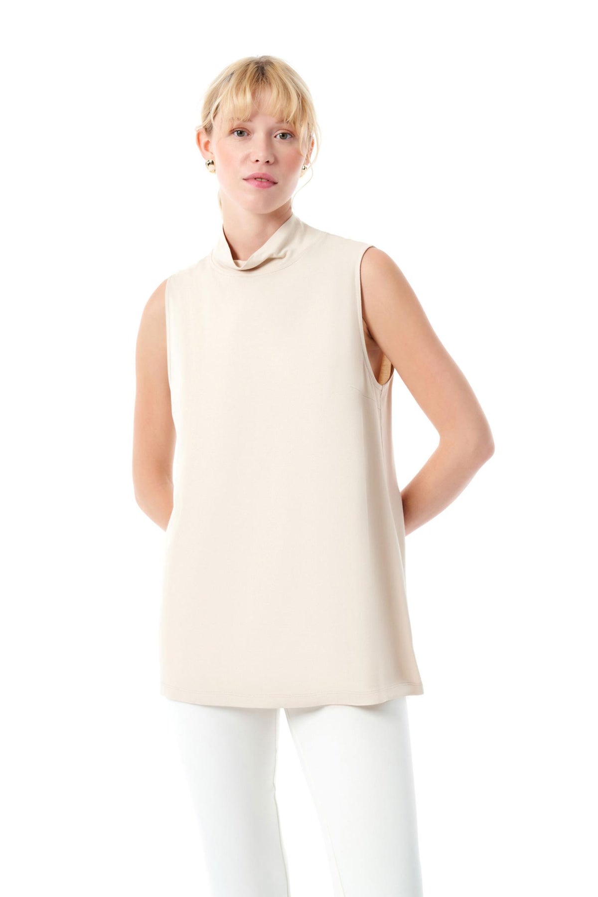 ZMS Basic Sleeveless Tunic Beige