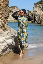 S&X 2370 Long Floral Tunic Swimwear Set Yellow