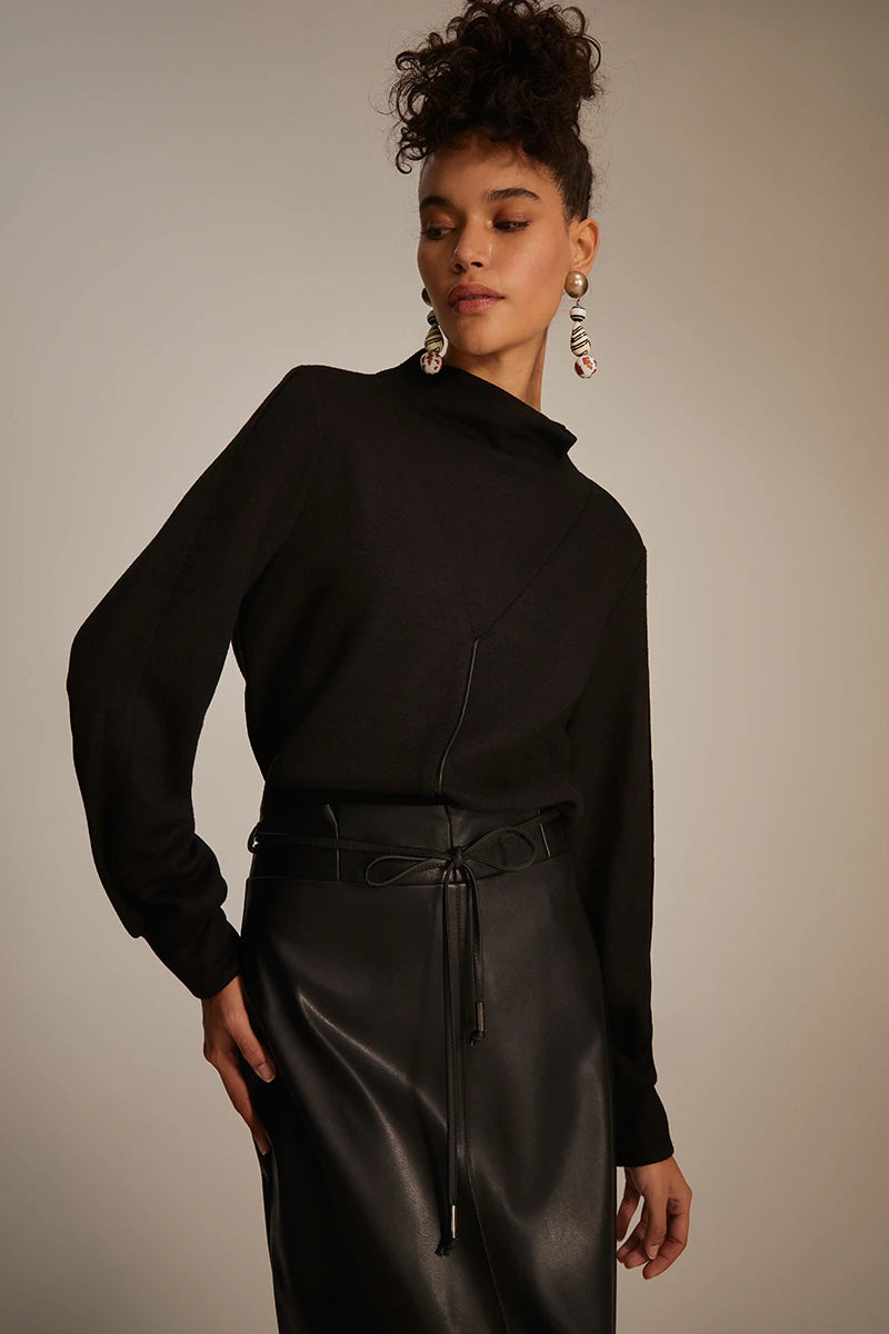 HK Leather Pencil Skirt Black