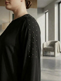 SR Pearl Embellished Plus Tunic Black
