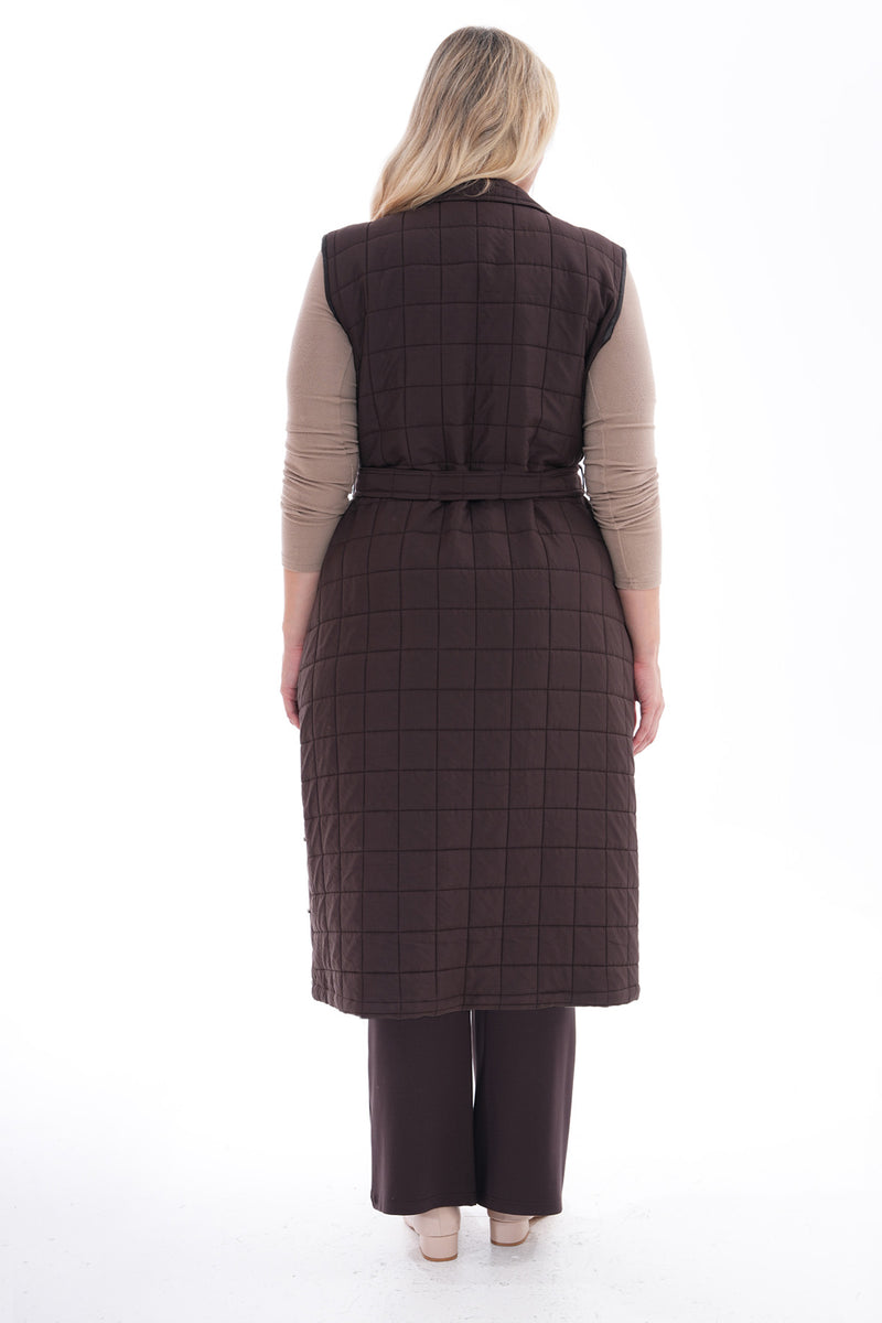 DL Quilted Rhinestone Vest Brown