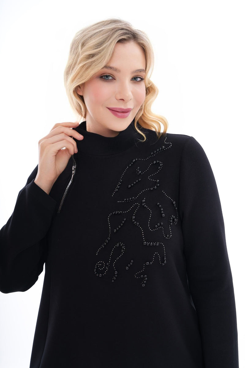 DL Pearl Dtld Long Tunic Black