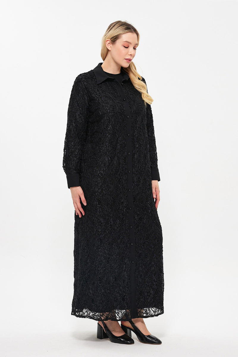 DL 058 Lace Dress Set Black