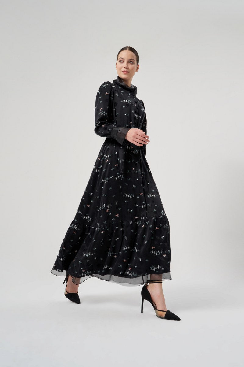 MissWhence 34821 Silk Dress Patterned Black