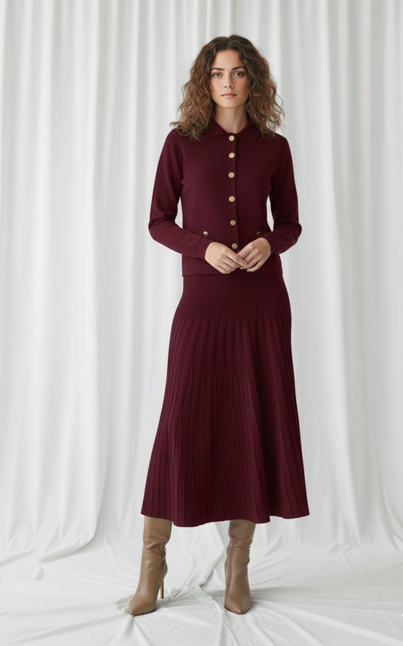 ZYF Alcin Knitted Winter Set Burgundy