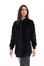 TG Arm Detailed Velvet Jacket Black