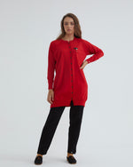 NLW Ballon Arm Midi Cardigan Red