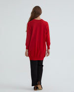 NLW Ballon Arm Midi Cardigan Red