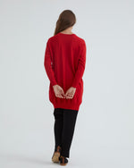 NLW Ballon Arm Midi Cardigan Red
