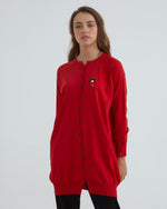 NLW Ballon Arm Midi Cardigan Red