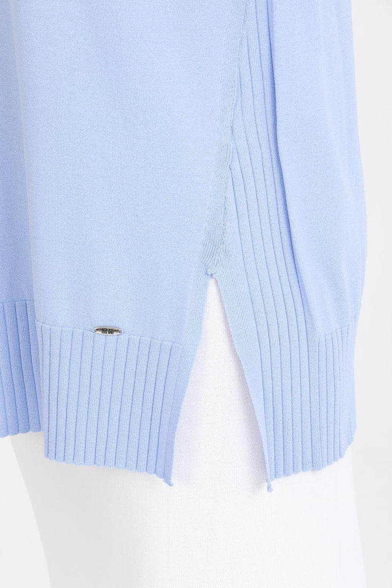 NLW Front Slit Dtld Tunic Baby Blue