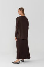 NLW Rip Knitted Pleated Skirt Brown