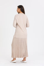 NLW Rip Knitted Pleated Skirt Beige