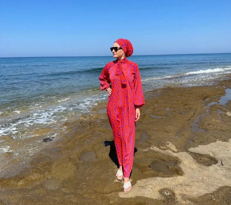 QF Mahiye Dress And Turban Orange