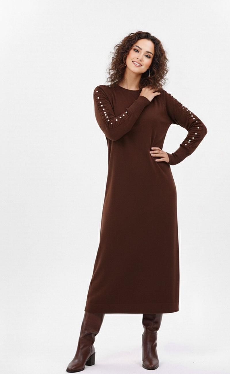 ZZ Birben Knitted Winter Dress Brown