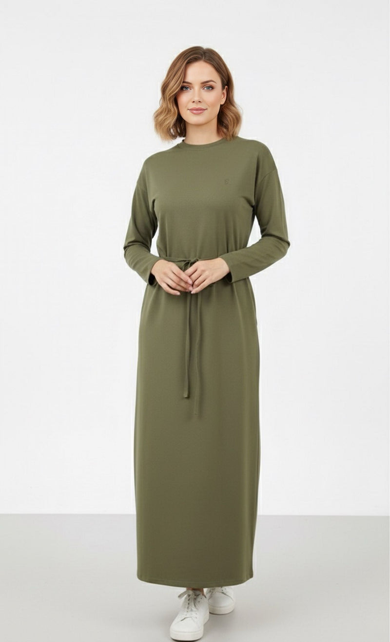 SLVR Latife Cotton Dress Green