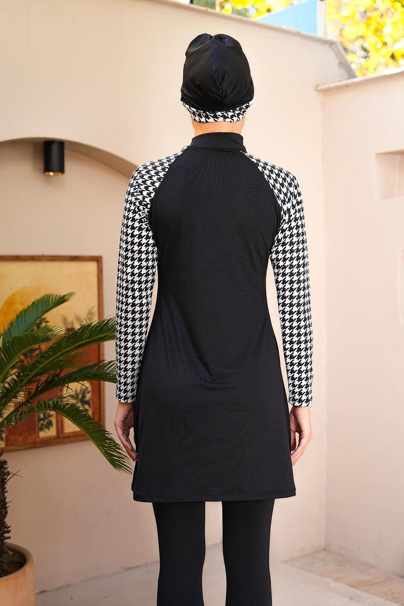 SX Checked Printed Swimwear Set Black