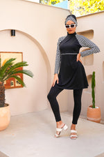 SX Checked Printed Swimwear Set Black
