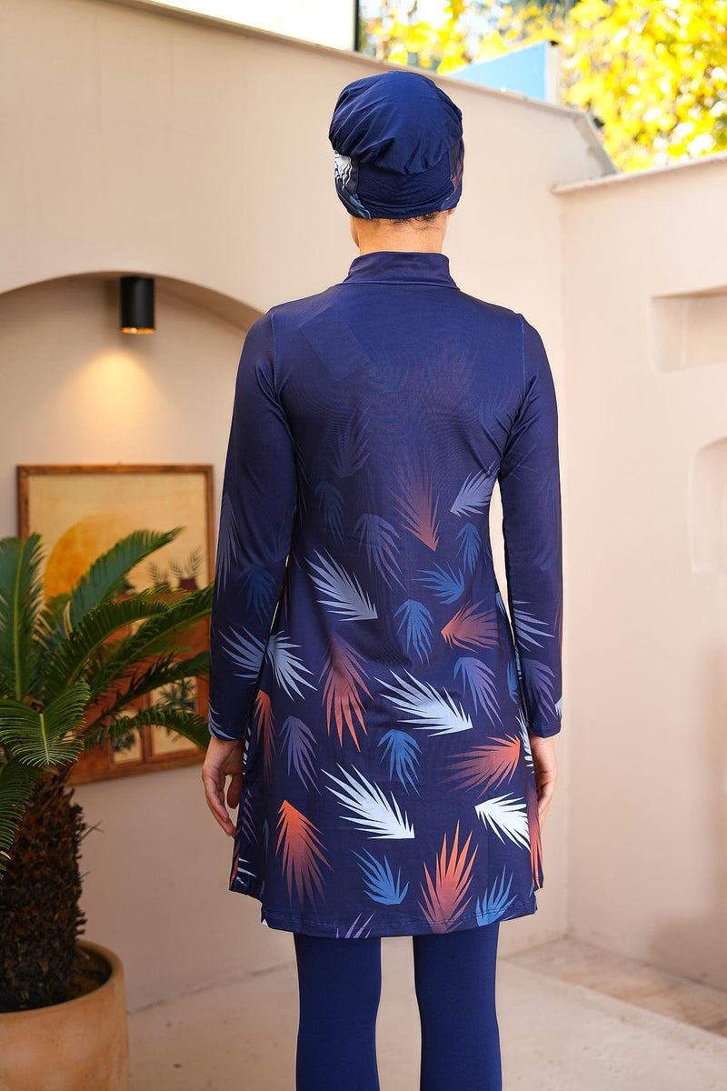 SX Feather Printed Swimwear Set Navy Blue