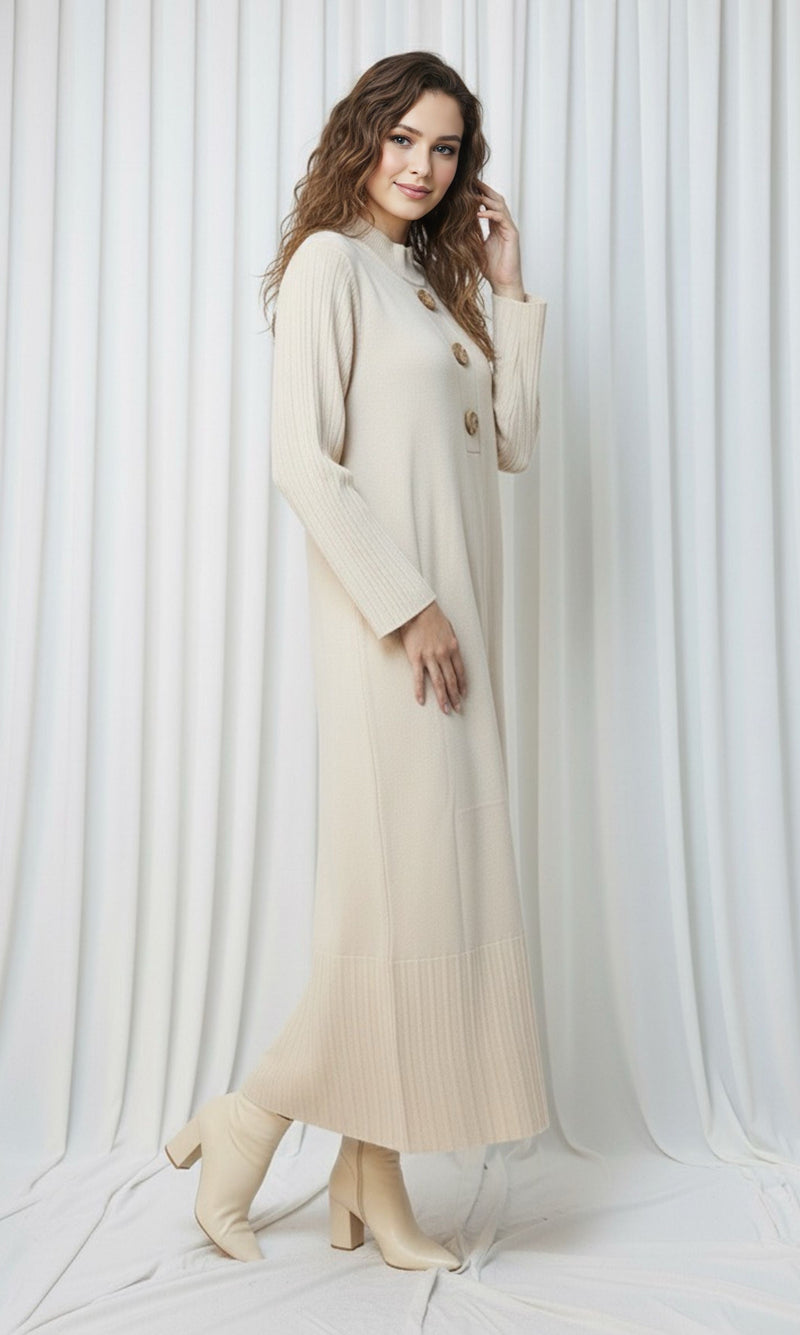 ZYF Akay Knitted Winter Dress Off White