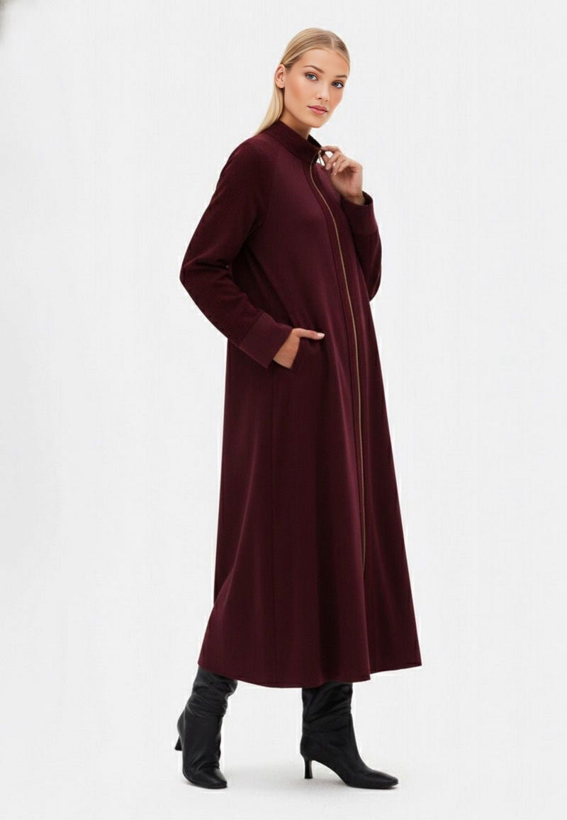 Miss Dalida Silk&Knitted Dress Burgundy