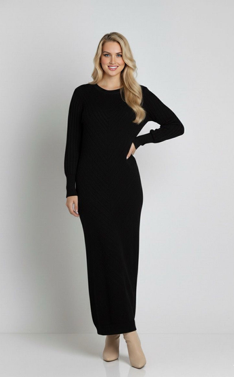ZYF Aygen Knitted Winter Dress Black