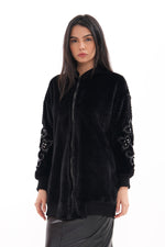 TG Arm Detailed Velvet Jacket Black