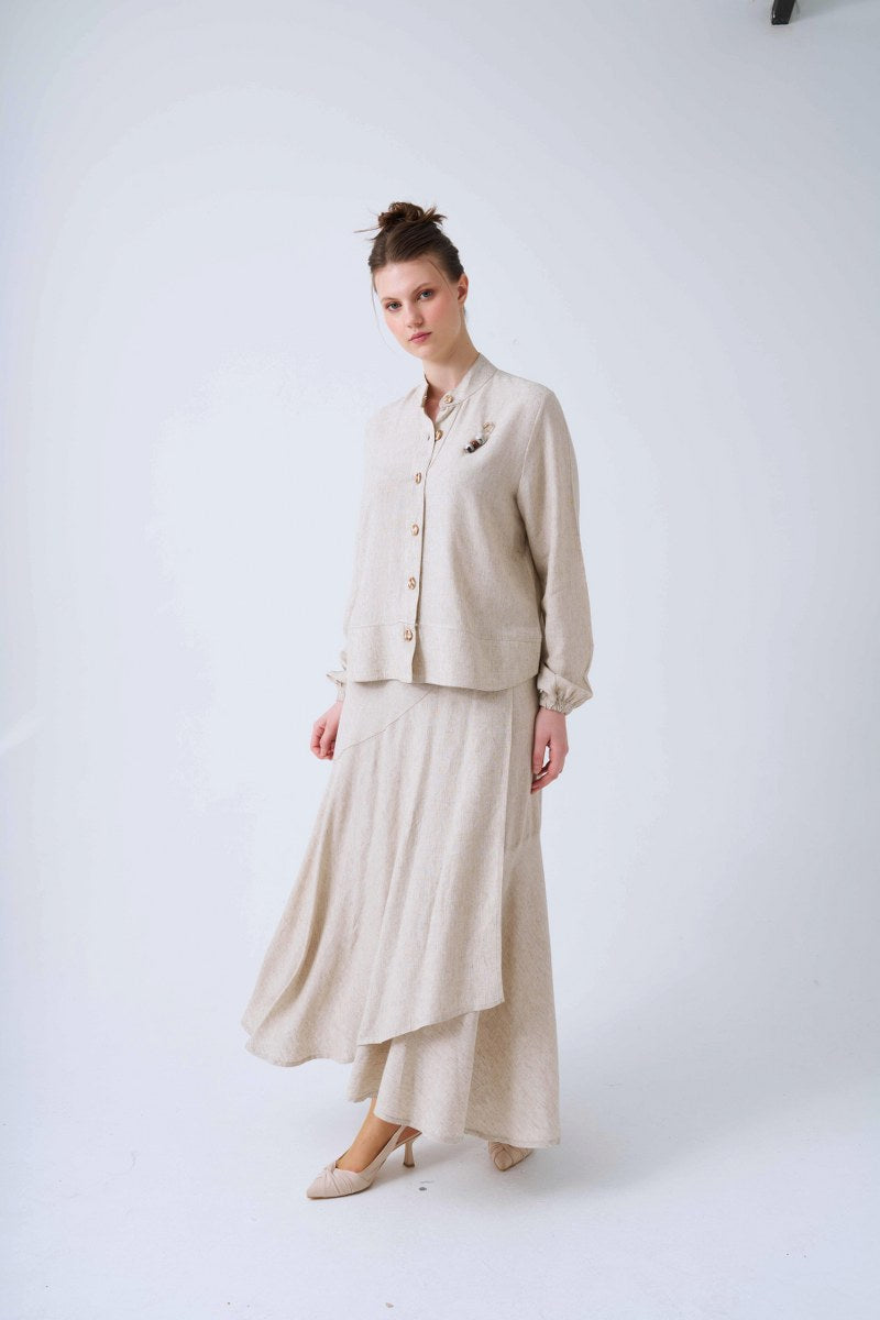 NLW Linen Skirt Set Beige