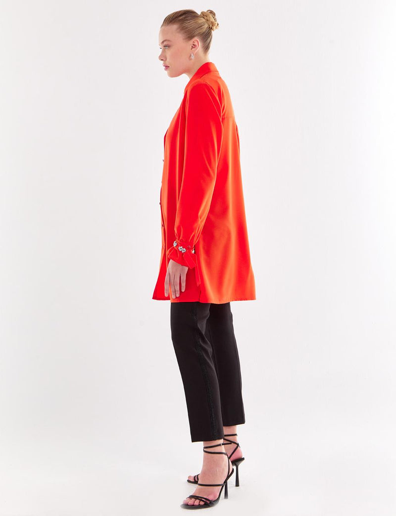 VV Rhinestone Dtld Tunic Coral