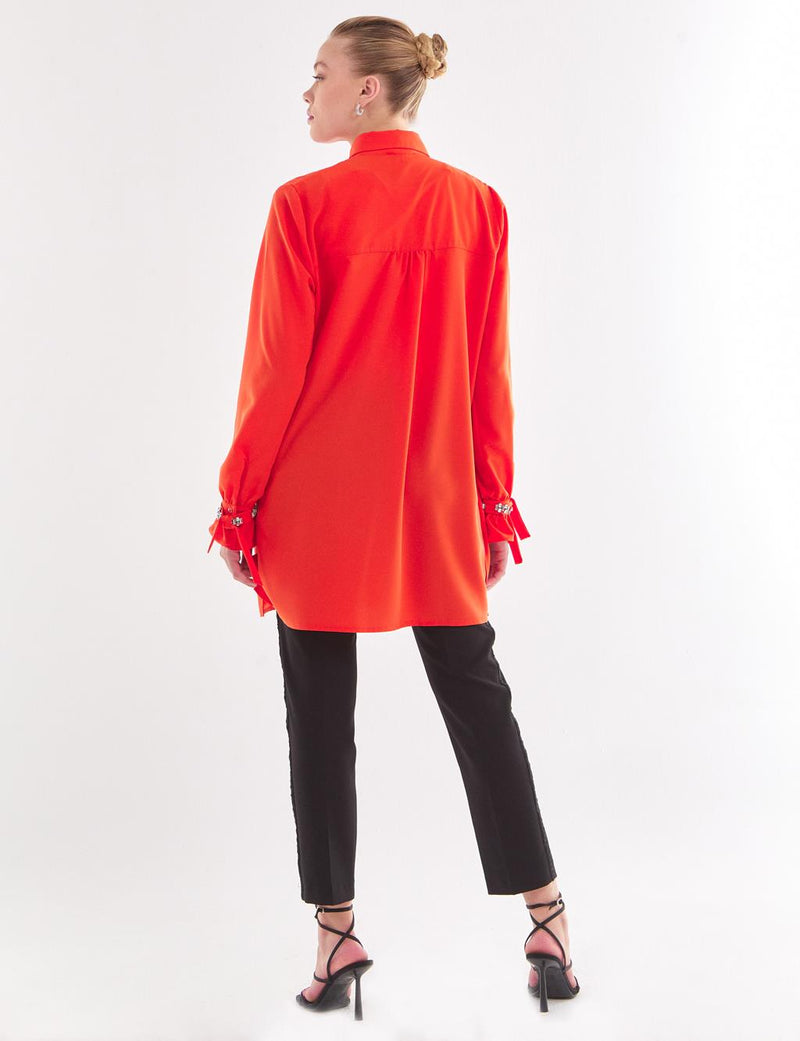 VV Rhinestone Dtld Tunic Coral