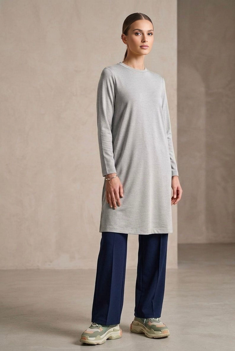 All Basic Long Tunic Gray – Moda Natty