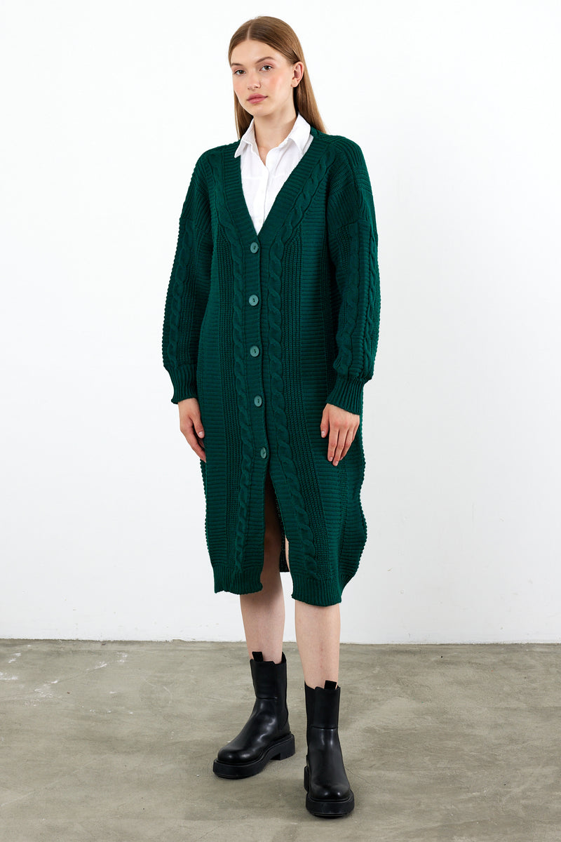 Vav Buttoned Down Twisted Cardigan Green
