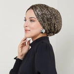 QF 1801 Sequin Handmade Turban Gold