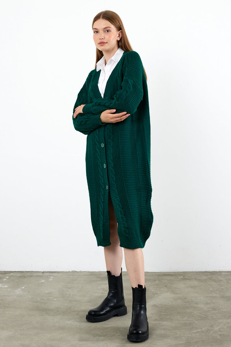 Vav Buttoned Down Twisted Cardigan Green