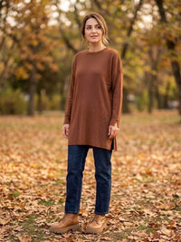 AFL Lucia Knitted Winter Tunic Light Brown