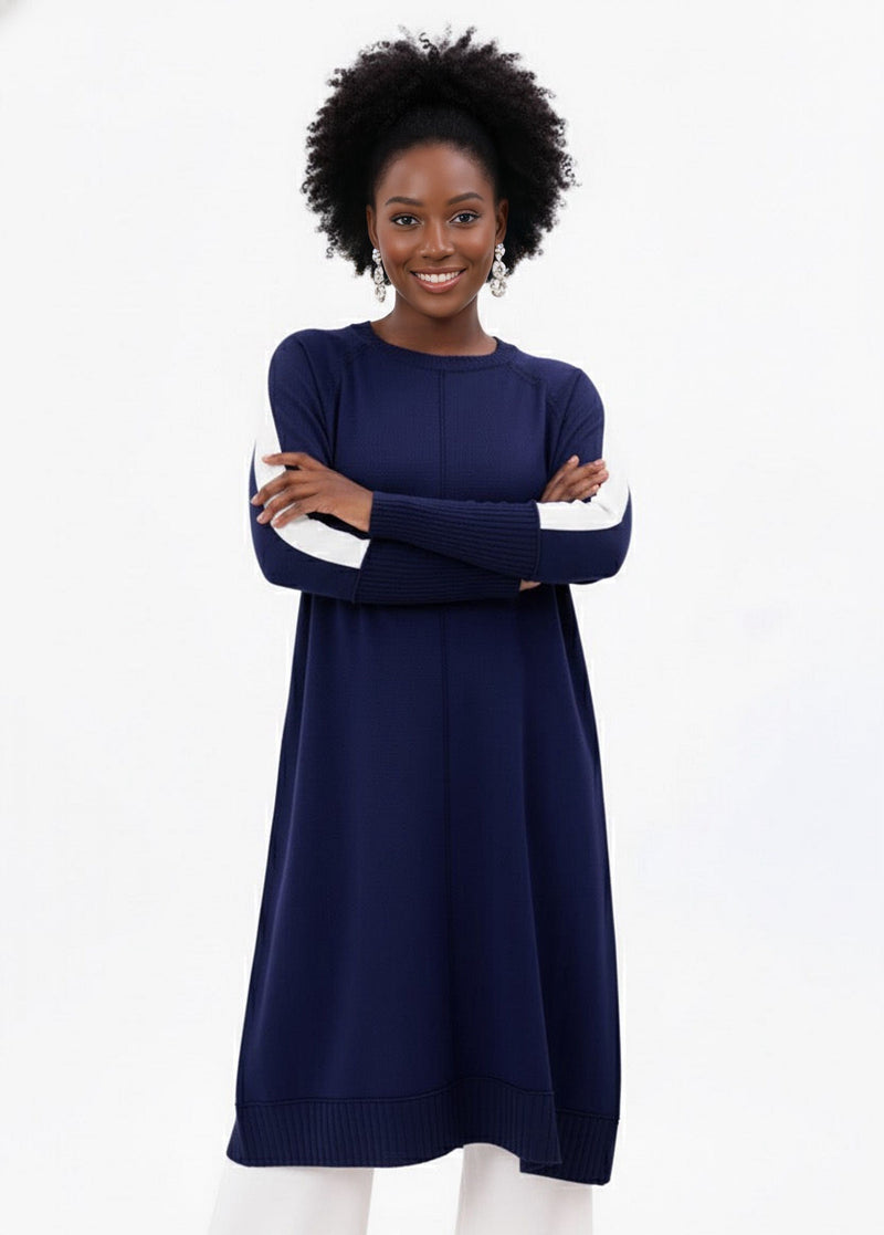 ZZ Burcin Knitted Winter Tunic Navy Blue