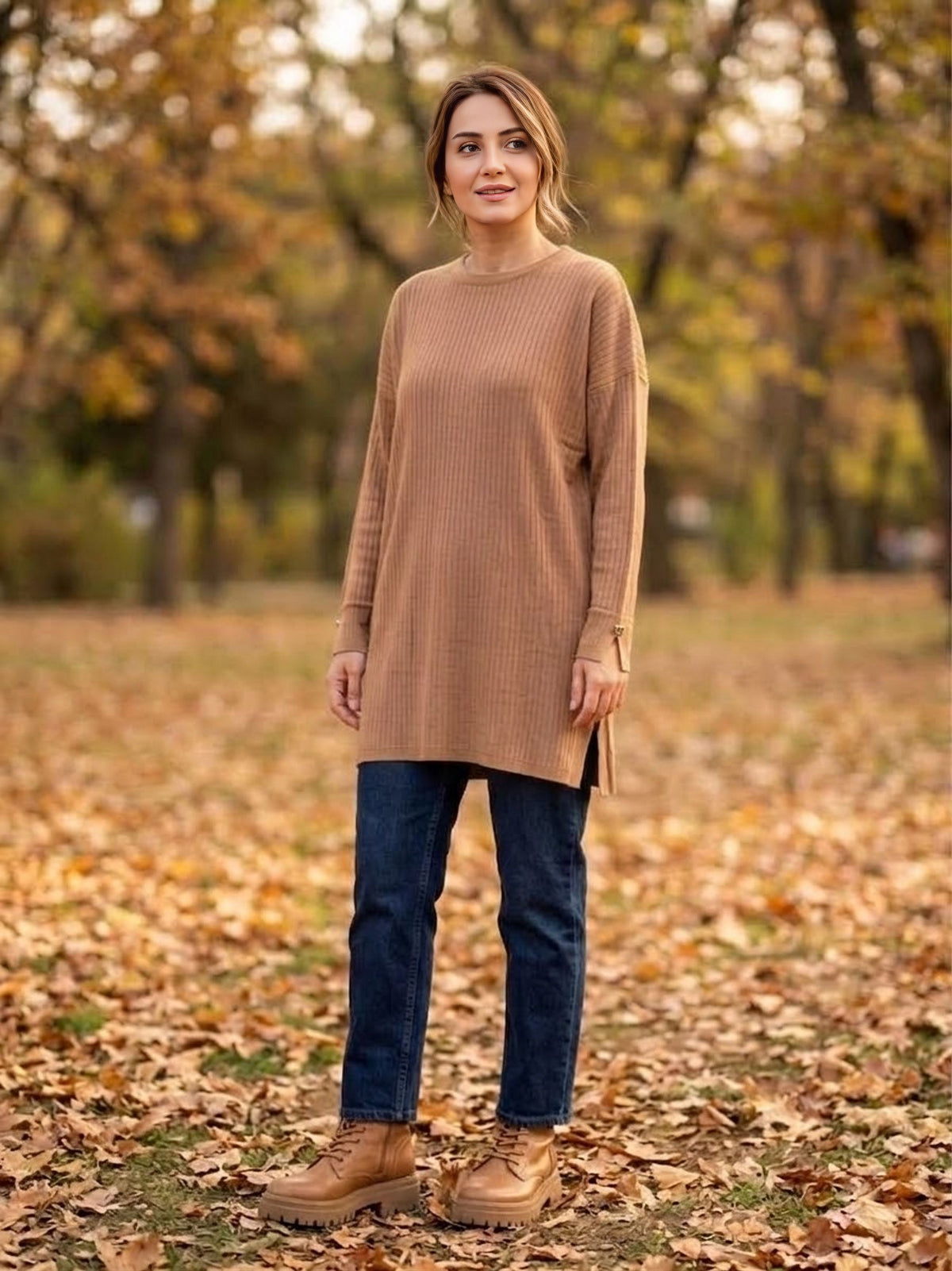AFL Lucia Knitted Winter Tunic Camel