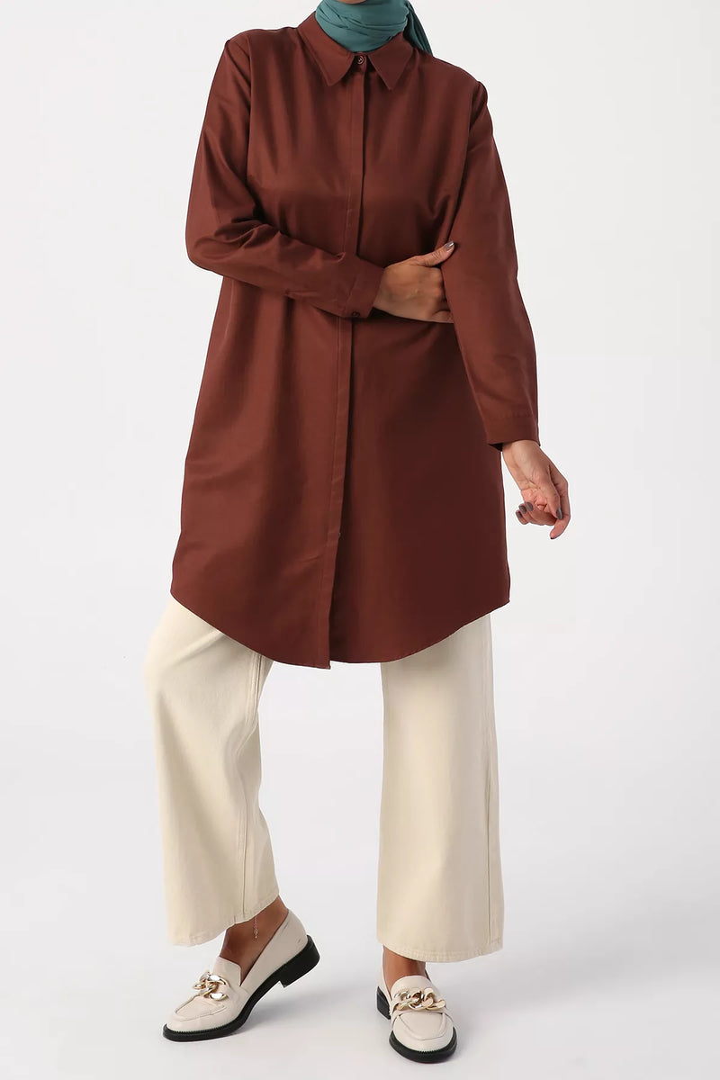 All Middle Long Tunic Brown