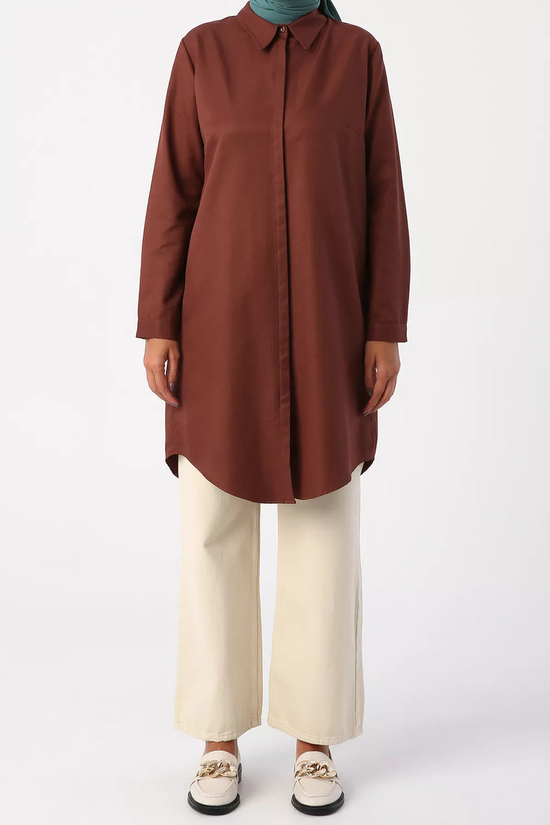 All Middle Long Tunic Brown